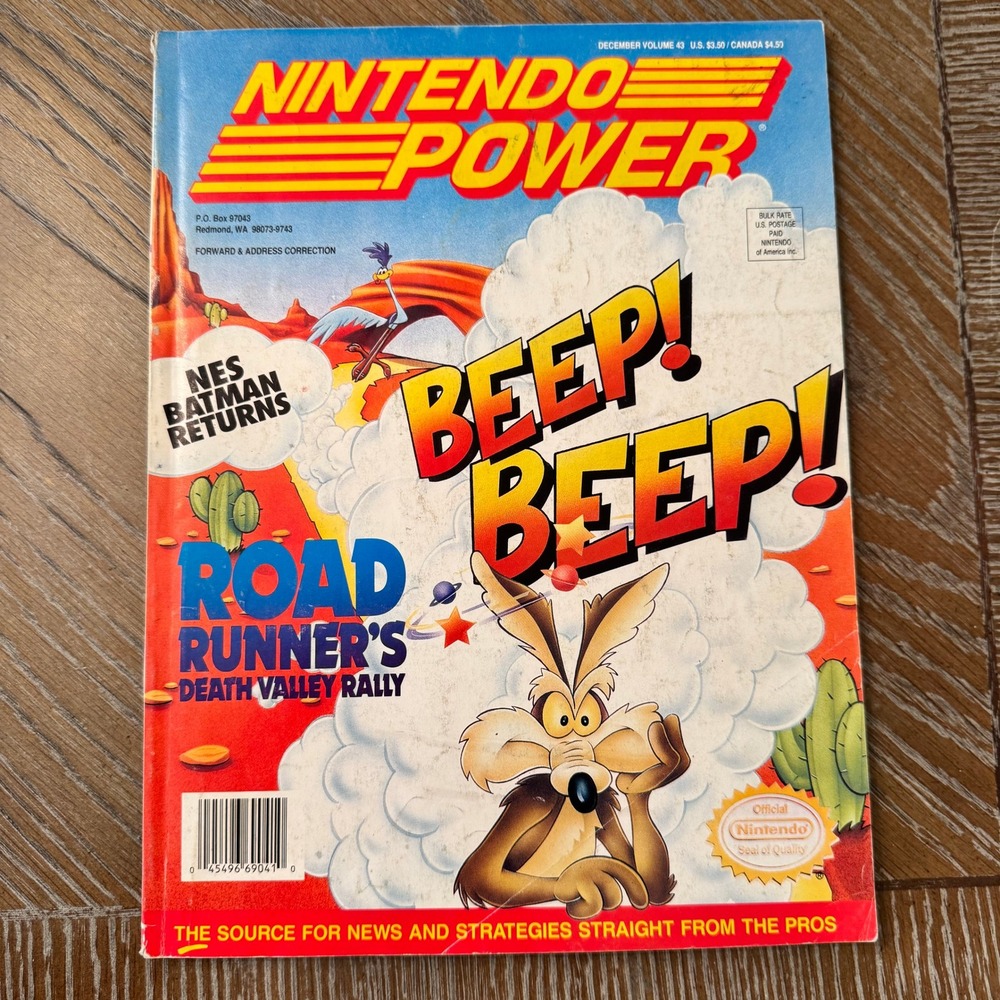 Nintendo Power Magazine Issue 43 Dec 1992 Road Runner SNES Poster Trading Cards